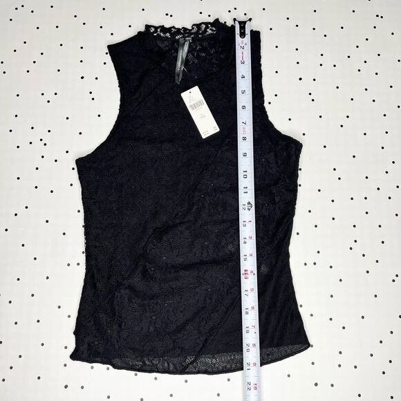 🖤 Anthropologie 🖤 Lace Mock Neck Tank Black NEW - Picture 9 of 14